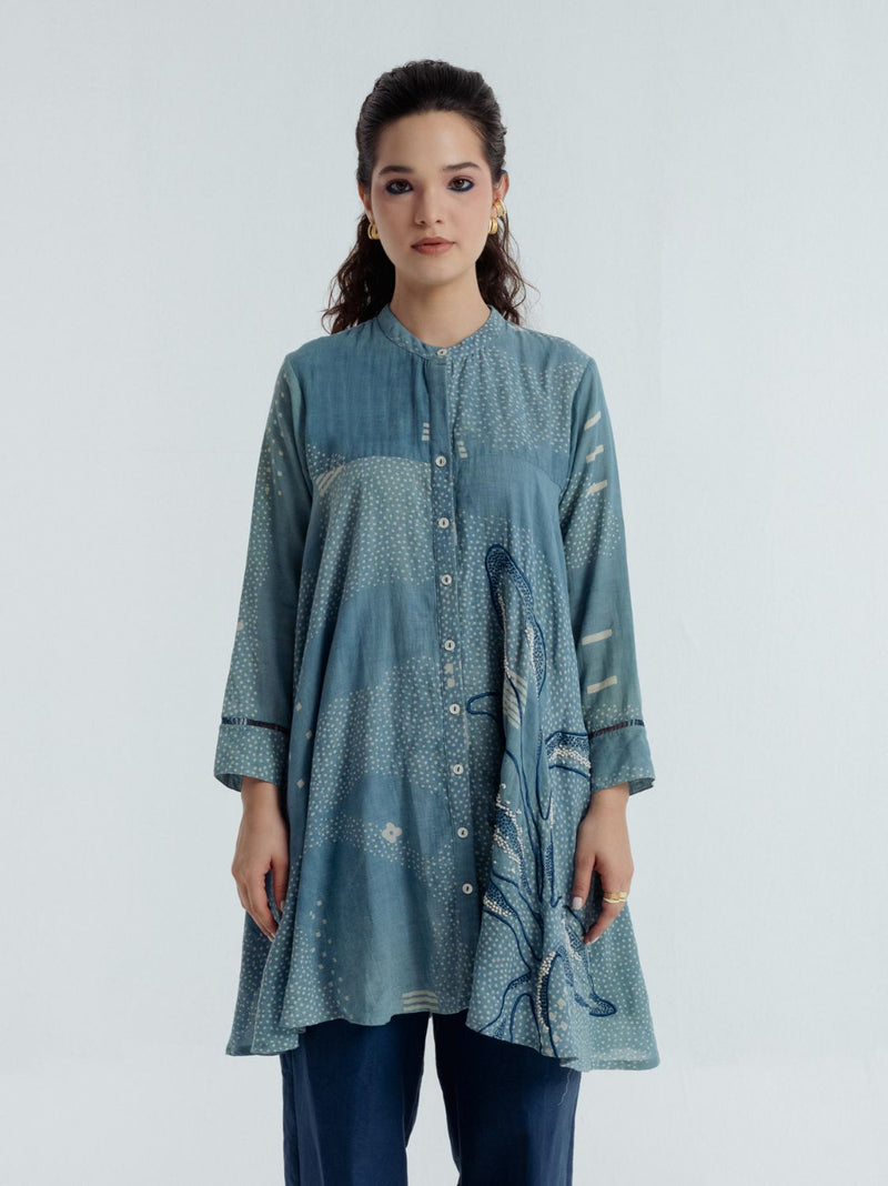 Indigo Sky Flare Shirt