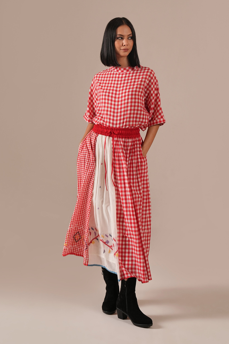 RUBY TIDE SET 100% cotton Buy RUBY TIDE SET from C&W | Co-Ord Sets for Women by Indigo Dreams in red color for women in Singapore