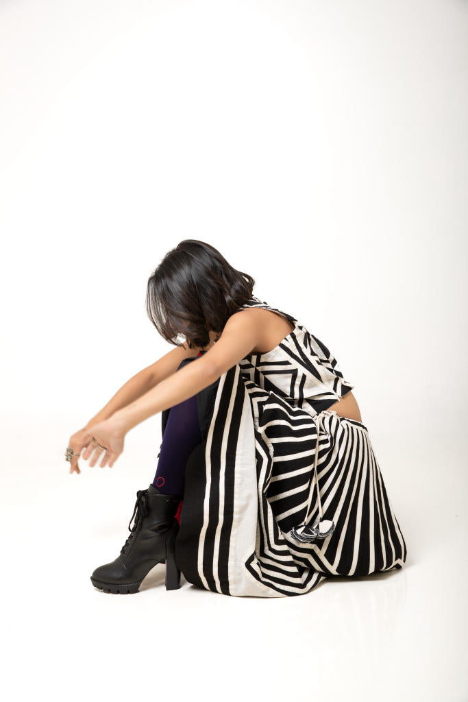 Rachana Skirt + Rapa Crop cotton by Ka-Sha in black color for women in Singapore