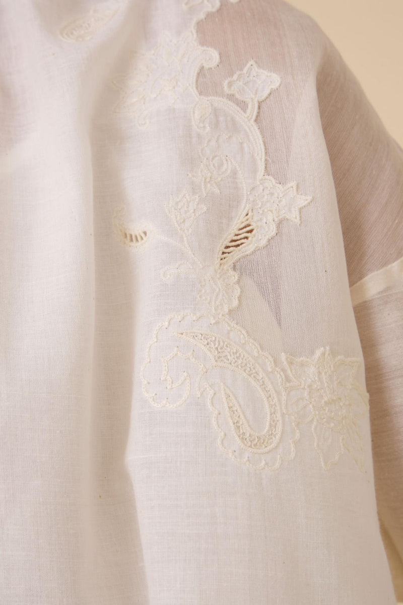Raha Embroidered Handwoven Top chanderi by The Summer House in white color for women in Singapore