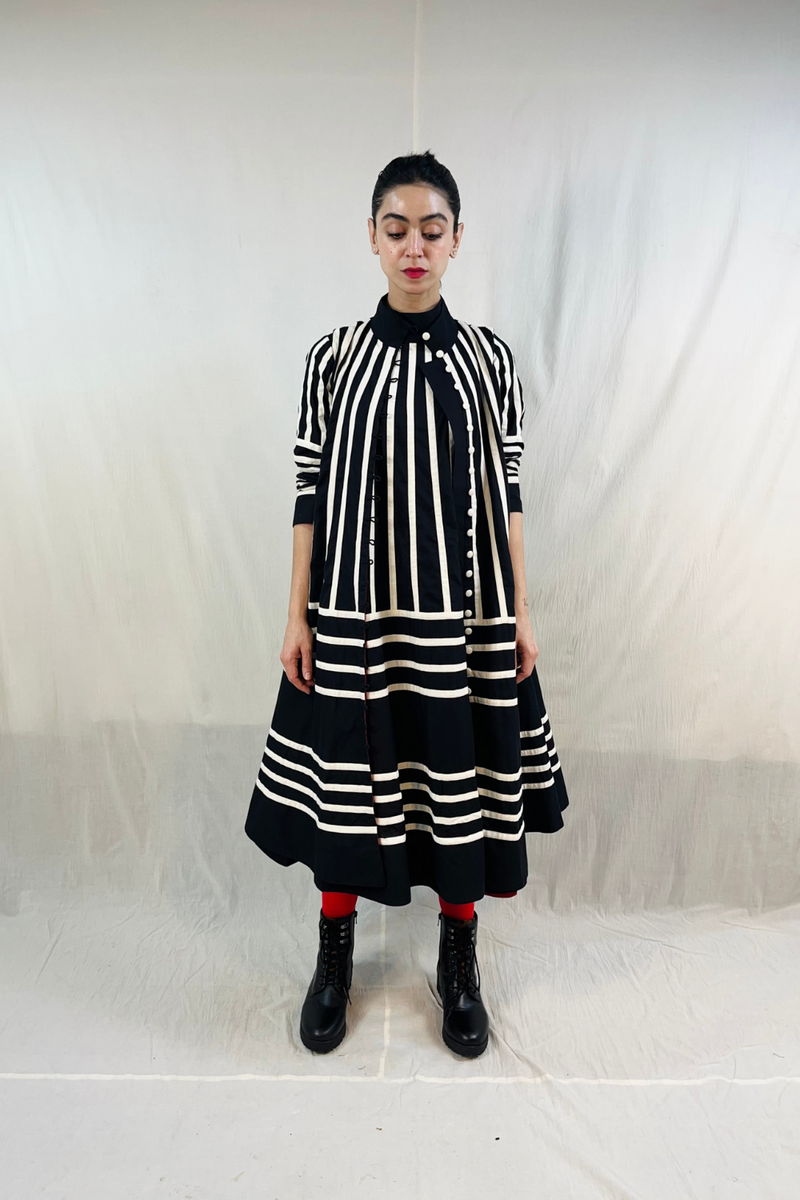 Rangoli Jacket - B&W cotton by Ka-Sha in black color for women in Singapore
