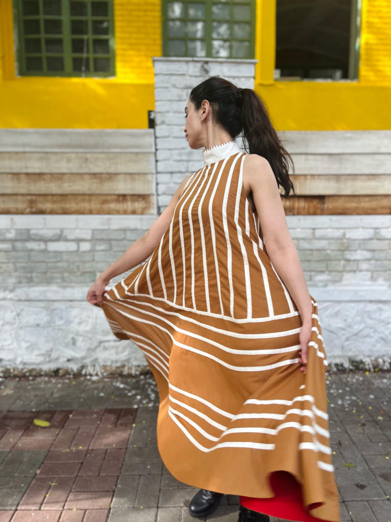 Rangoli Dress - Golden cotton by Ka-Sha in multi color for women in Singapore