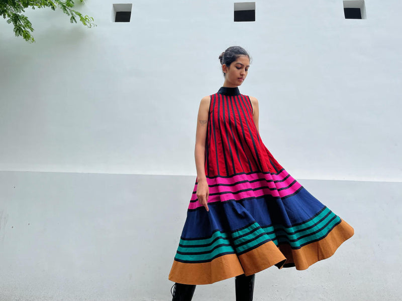 Rangoli Dress - Multicolor cotton by Ka-Sha in multi color for women in Singapore