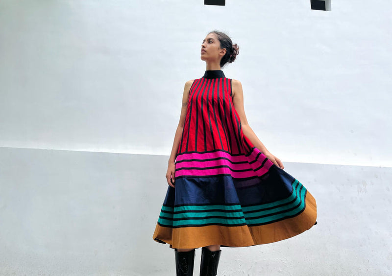 Rangoli Dress - Multicolor cotton by Ka-Sha in multi color for women in Singapore