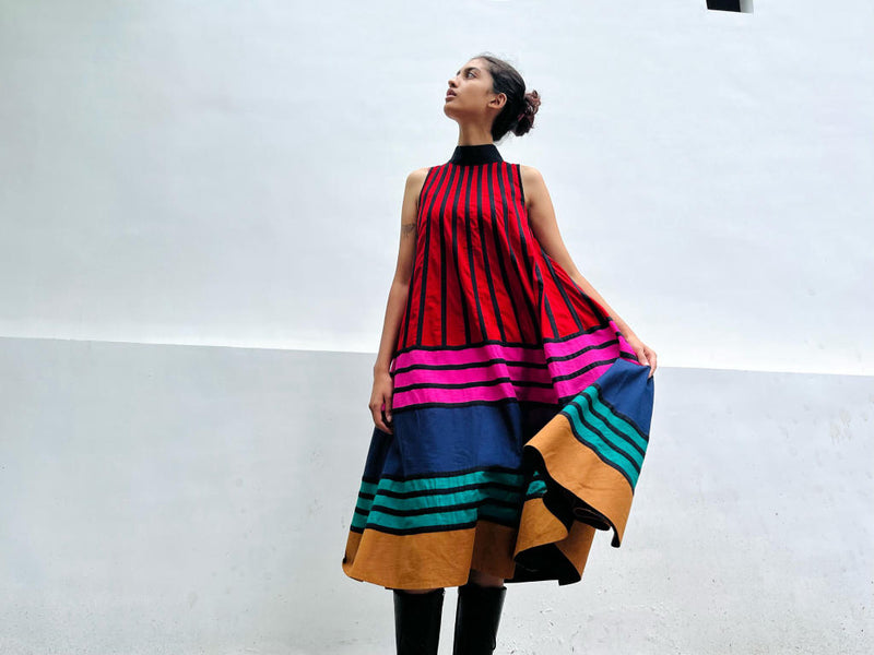 Rangoli Dress - Multicolor cotton by Ka-Sha in multi color for women in Singapore