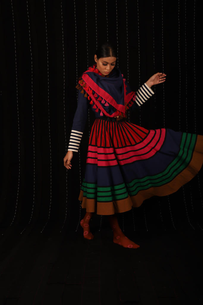 Rangoli Skirt cotton by Ka-Sha in multi color for women in Singapore