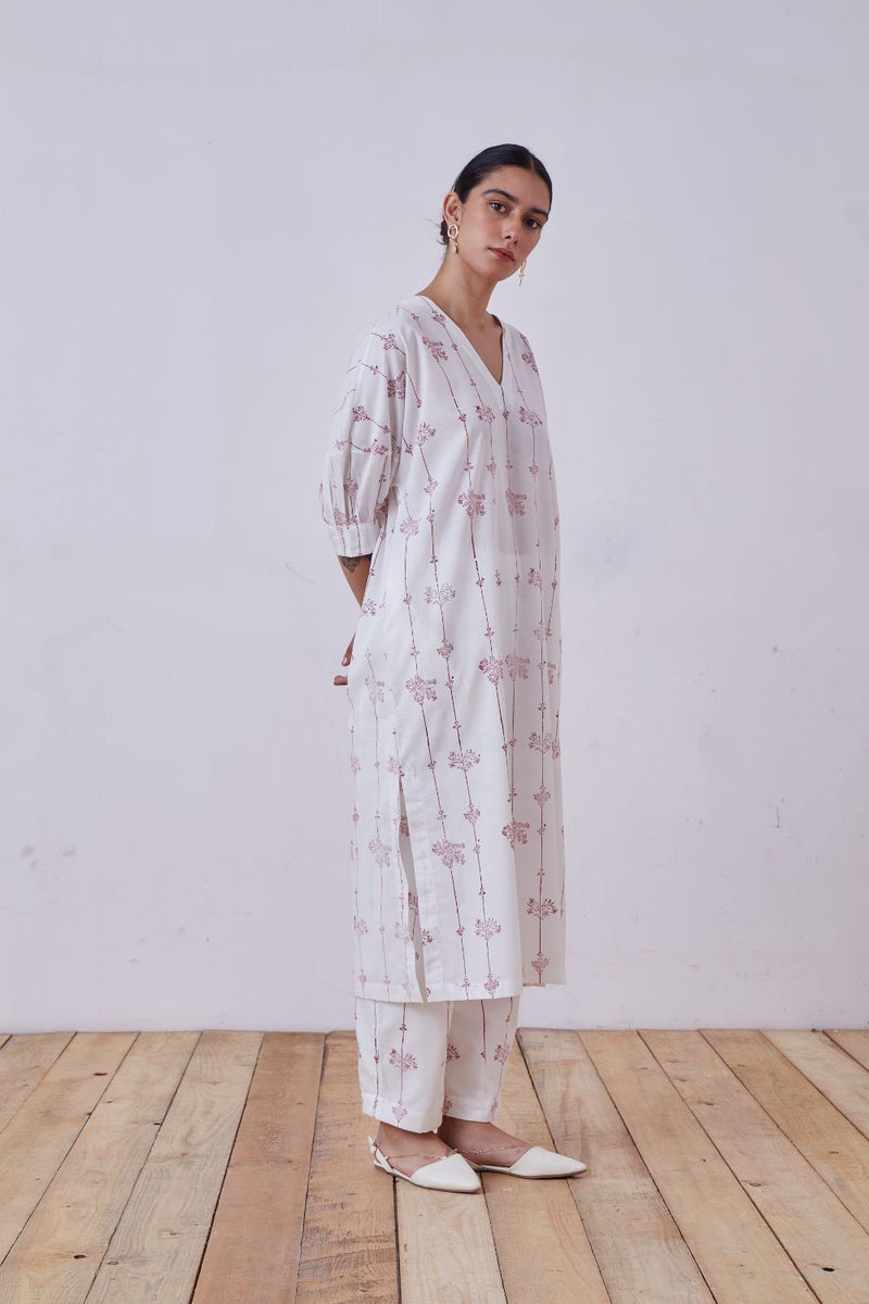 Ratan Red Hand Printed Tunic cotton cambric tunics/kaftan by The Summer House for women in Singapore