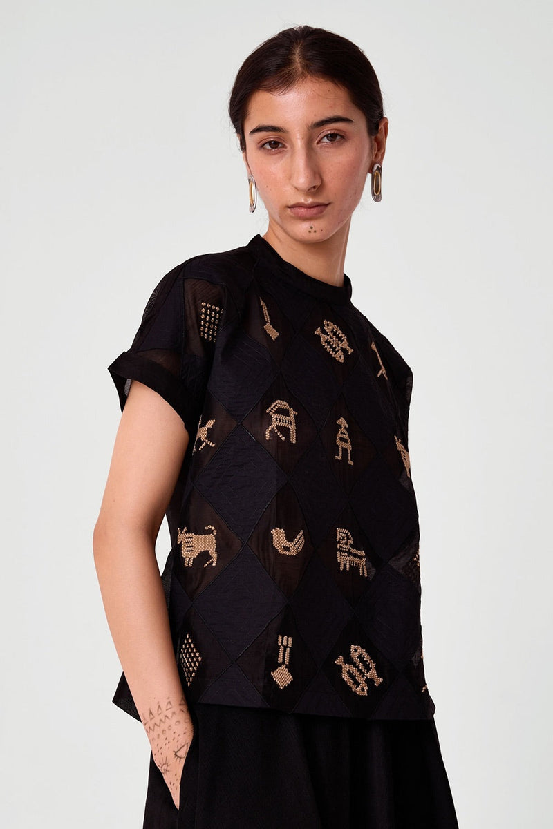 Rayya Embroidered Linen Top