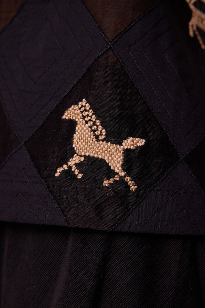 Rayya Black Handwoven Embroidered Top