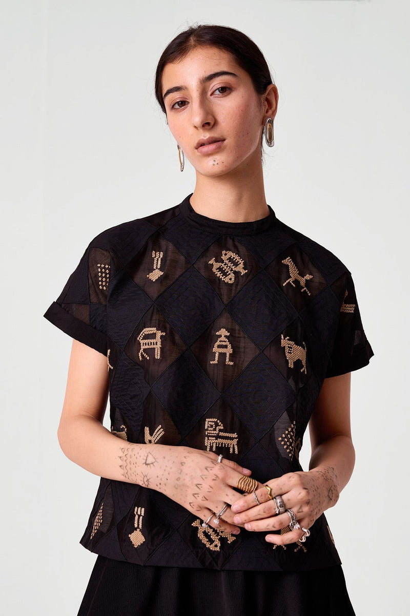 Rayya Embroidered Linen Top