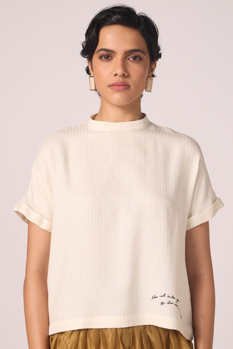 Rayya Off White Silk Top silk by The Summer House for women in Singapore