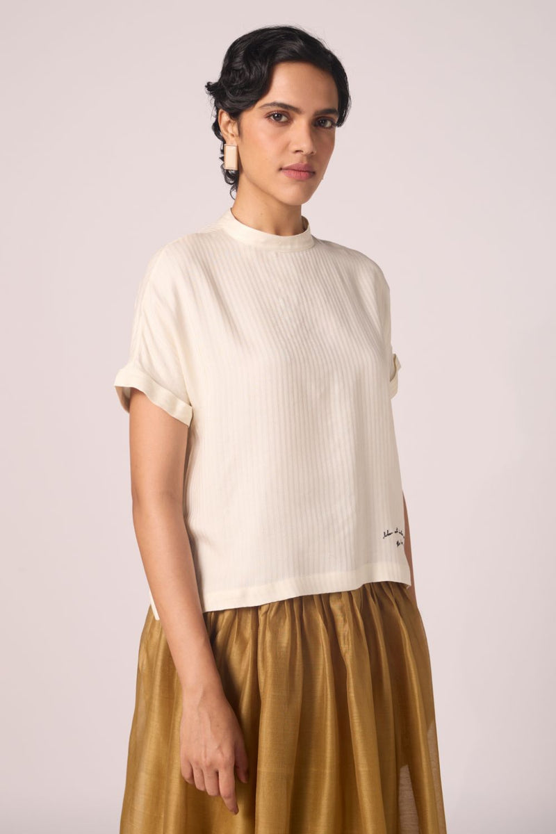 Rayya Off White Silk Top silk by The Summer House for women in Singapore