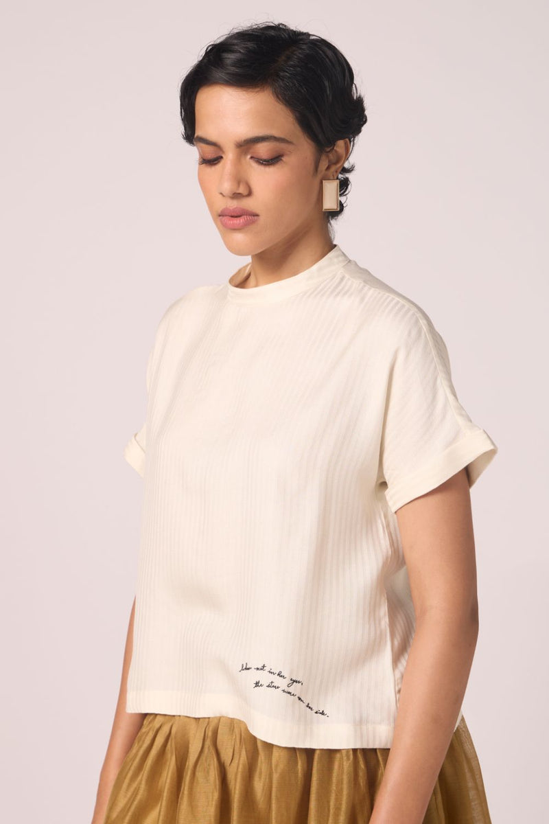 Rayya Off White Silk Top silk by The Summer House for women in Singapore