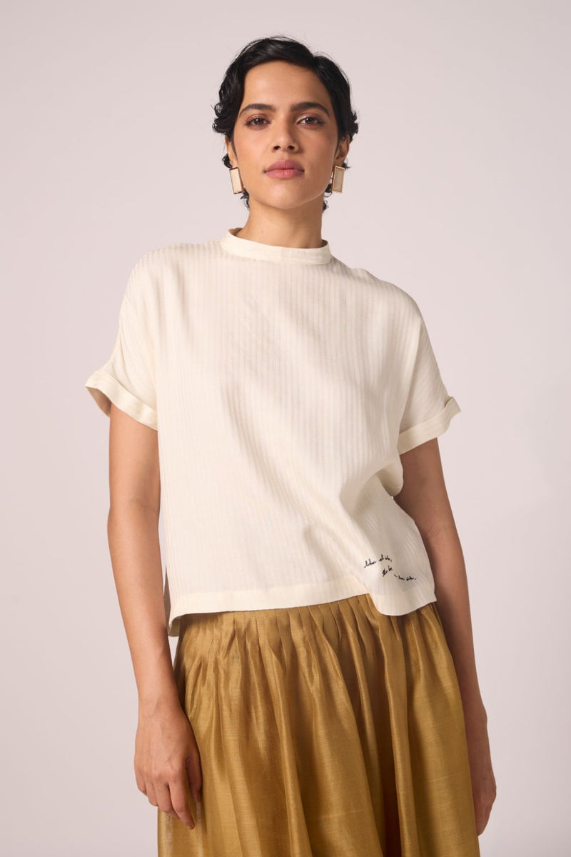 Rayya Off White Silk Top silk by The Summer House for women in Singapore