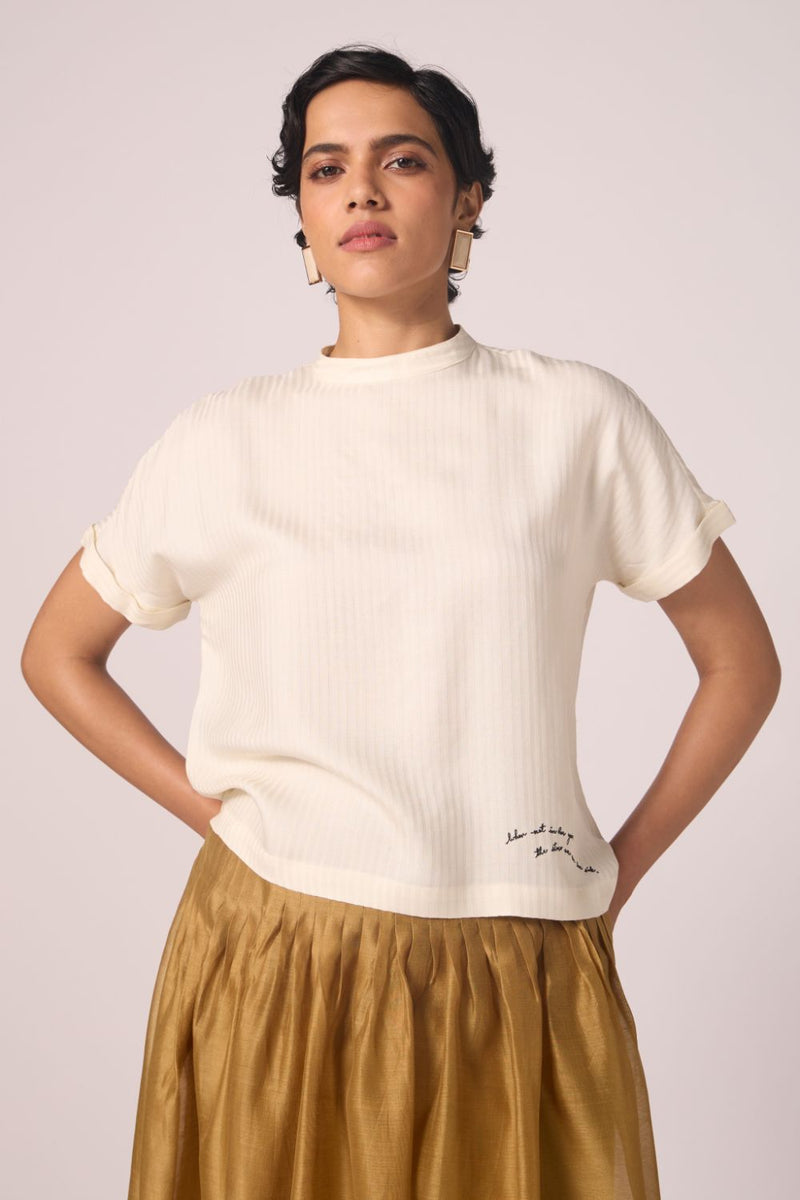 Rayya Off White Silk Top silk by The Summer House for women in Singapore