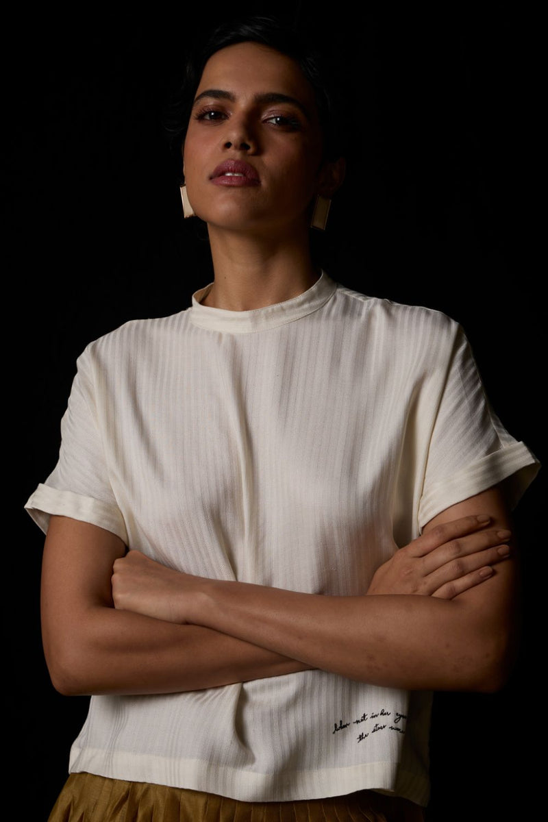 Rayya Off White Silk Top silk by The Summer House for women in Singapore