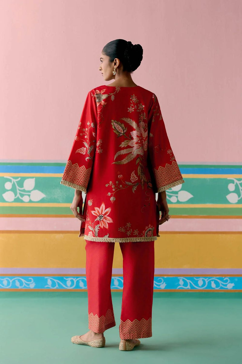 Red Chintz Kurta Set chanderi Buy Red Chintz Kurta Set from C&W | Light Kurta Sets for Women by Label Mogra in red color for women in Singapore