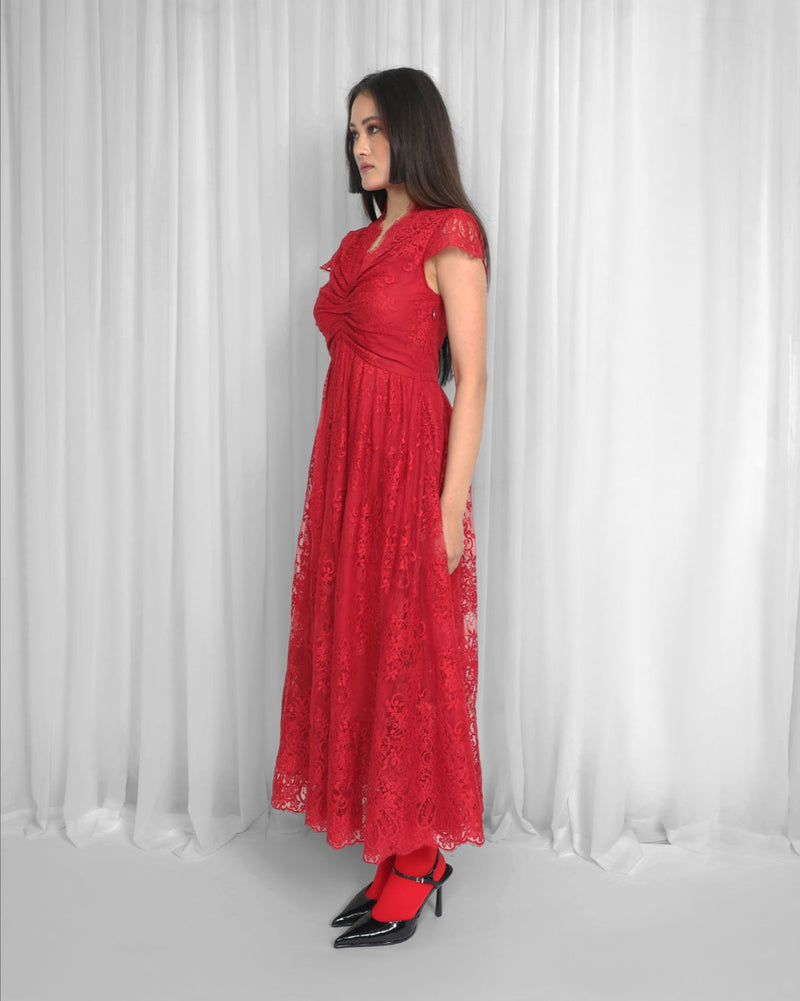 Regina Dress-Red Buy Regina Dress-Red from C&W | Dresses for Women by Leh Studios in red color for women in Singapore