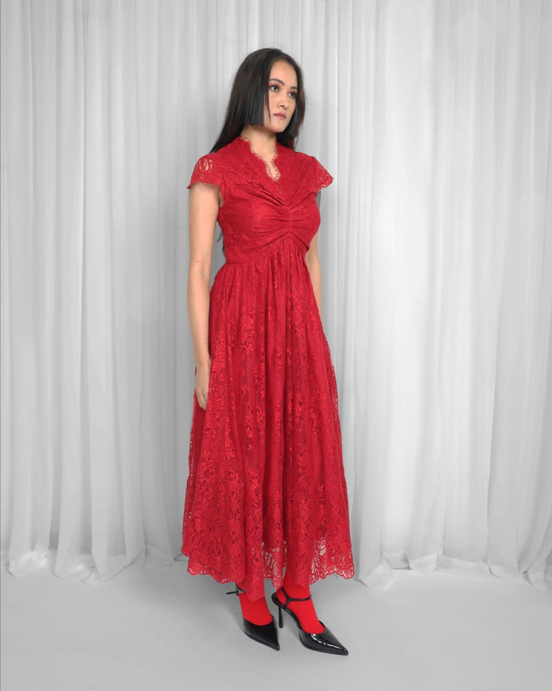 Regina Dress-Red Buy Regina Dress-Red from C&W | Dresses for Women by Leh Studios in red color for women in Singapore