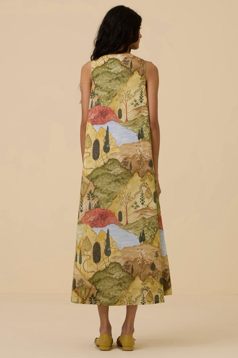 Riaz Ochre Print Maxi Dress cotton by The Summer House in yellow color for women in Singapore