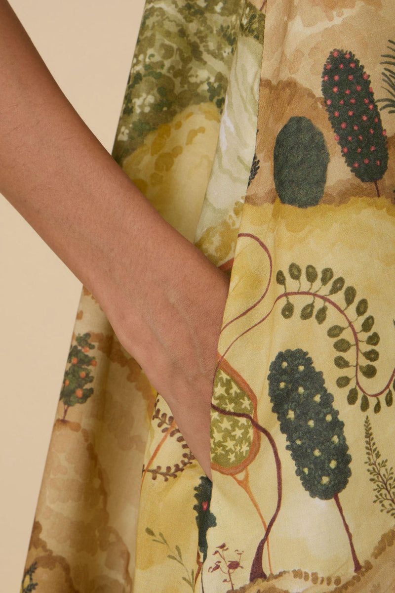 Riaz Ochre Print Maxi Dress cotton by The Summer House in yellow color for women in Singapore