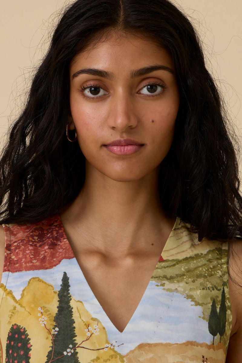 Riaz Ochre Print Maxi Dress cotton by The Summer House in yellow color for women in Singapore