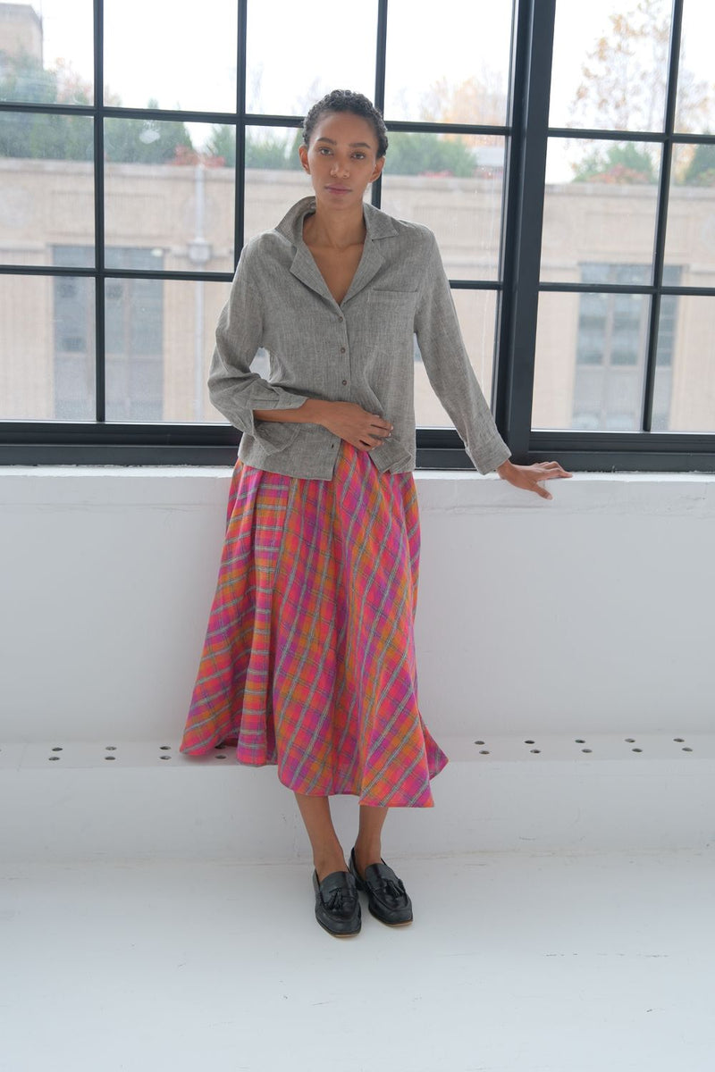 Flared skirt in pink cotton by World of Crow in multi color for women in Singapore