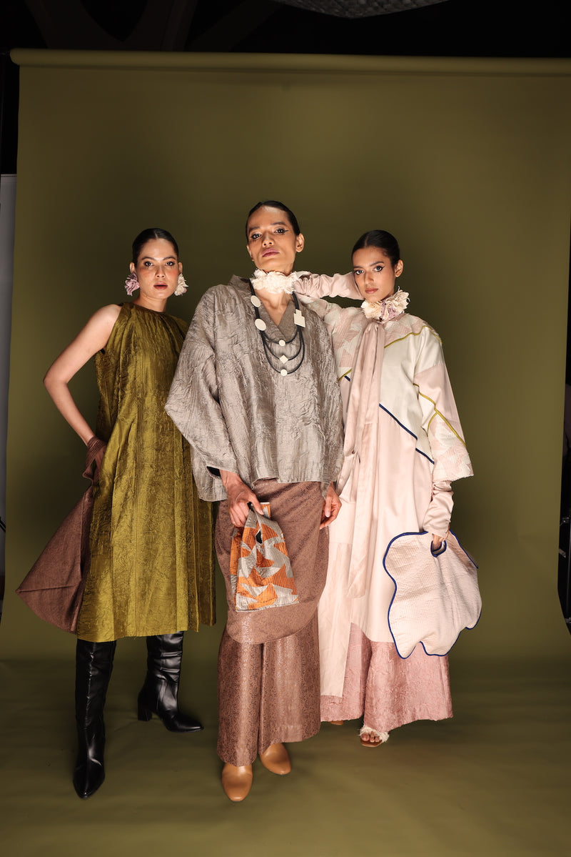 Ripple Top-Grey mysore silk tops and shirts by Stoique in grey for women in Singapore