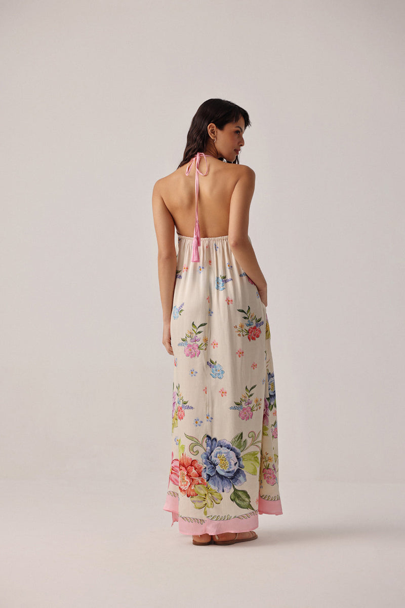 Riva Coverup-Bloom modal satin resort wear by NOIB in pink for women in Singapore