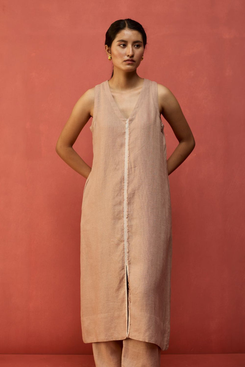 Rohe Sleeveless Linen Tunic - Dusty Rose by Manan for in Singapore