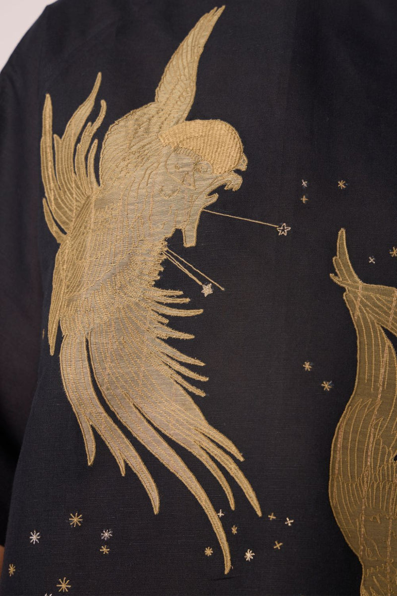 Roma Embroidered Top cotton by The Summer House in black color for women in Singapore