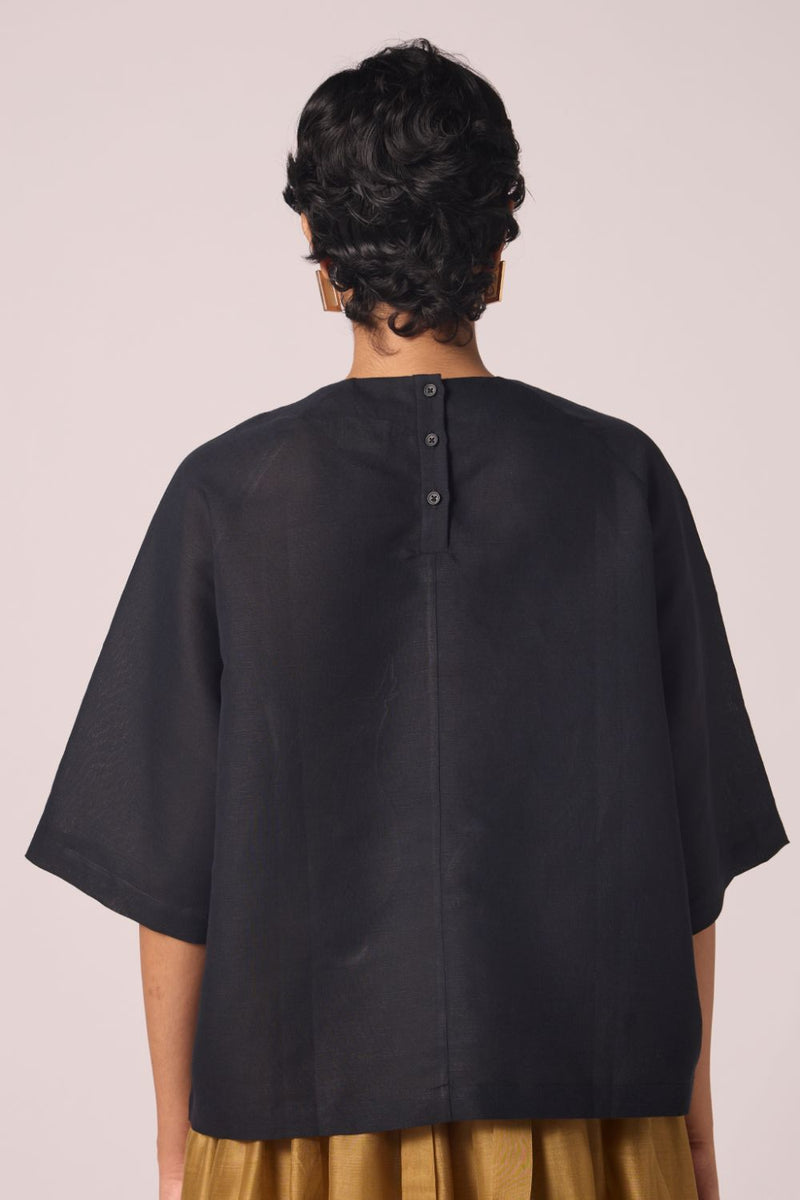 Roma Embroidered Top cotton by The Summer House in black color for women in Singapore
