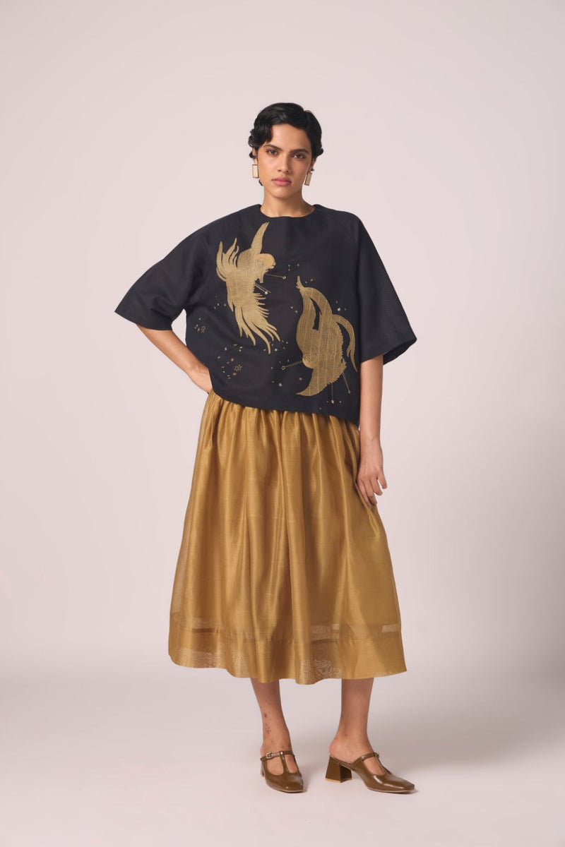Roma Embroidered Top cotton by The Summer House in black color for women in Singapore