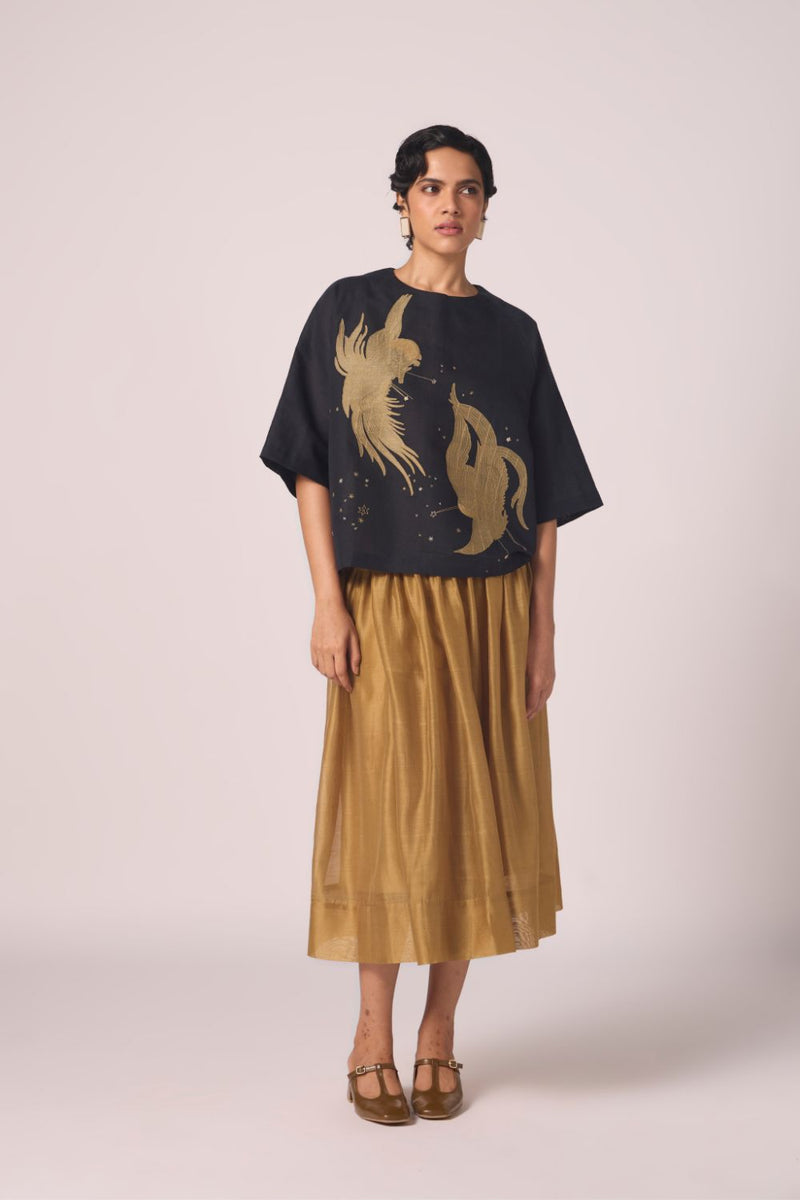 Roma Embroidered Top cotton by The Summer House in black color for women in Singapore