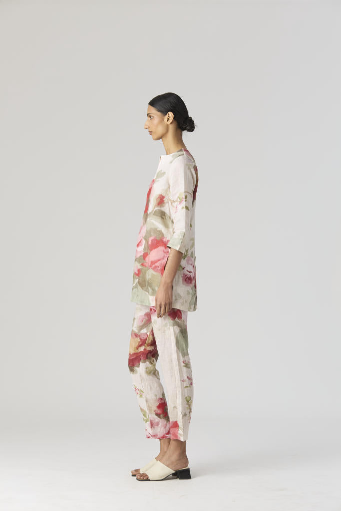 ROMA ROSE CO-ORD SET by Yam in beige color for women in Singapore