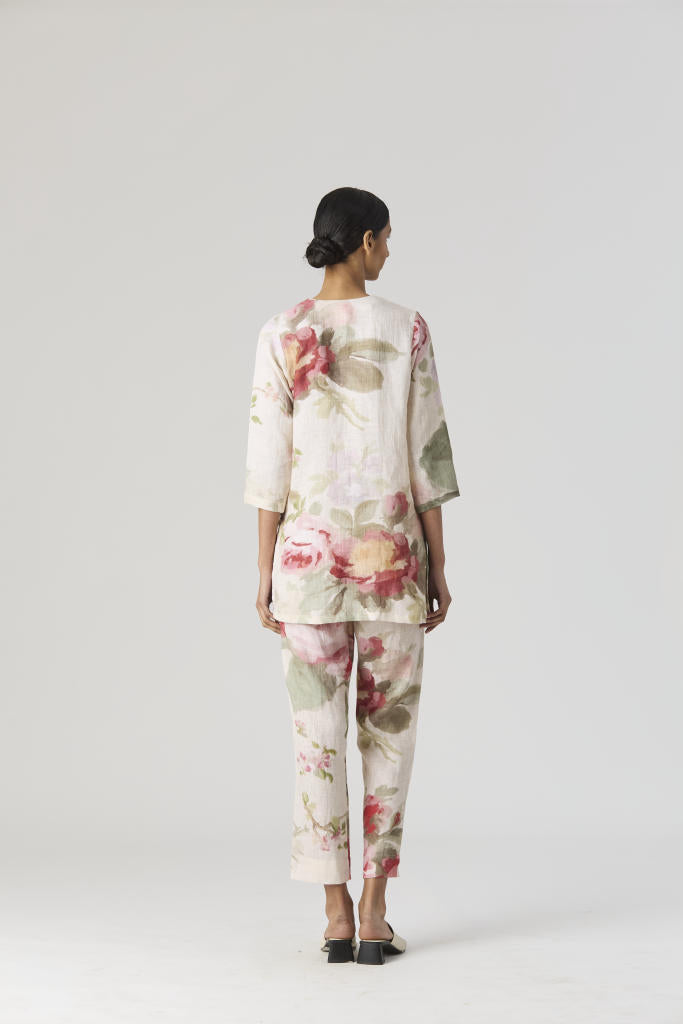 ROMA ROSE CO-ORD SET by Yam in beige color for women in Singapore