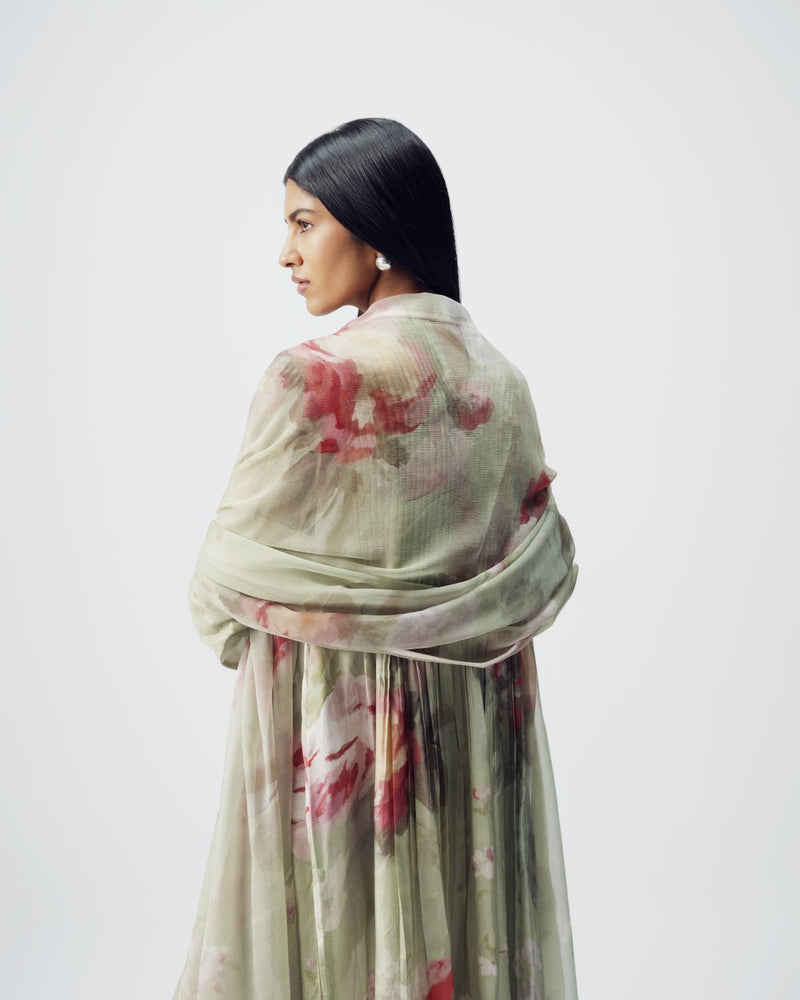 Roos Pintucks Kurta Set silk by YAM in green color for women in Singapore