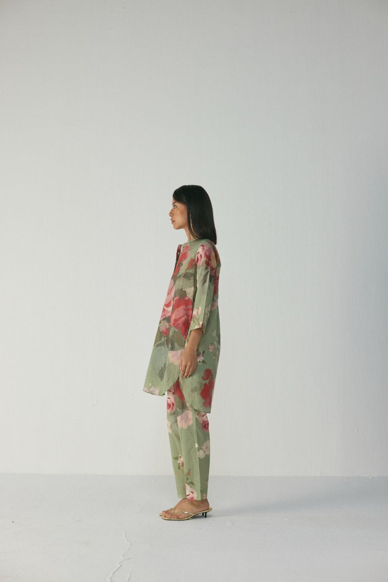 Roos Short Kurta Set cotton by YAM in green color for women in Singapore