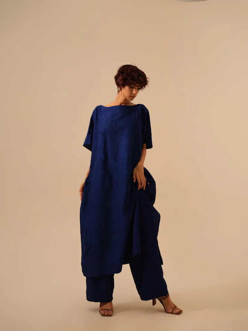 Root Pants-Electric Blue (Rev/Ro/Bo/Re) crushed silk pants/trousers by Stoique in blue for women in Singapore
