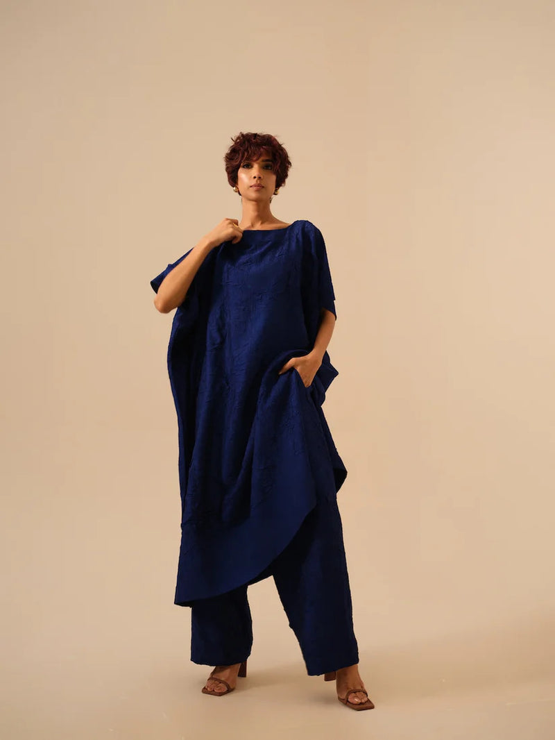 Root Pants-Electric Blue (Rev/Ro/Bo/Re) crushed silk pants/trousers by Stoique in blue for women in Singapore