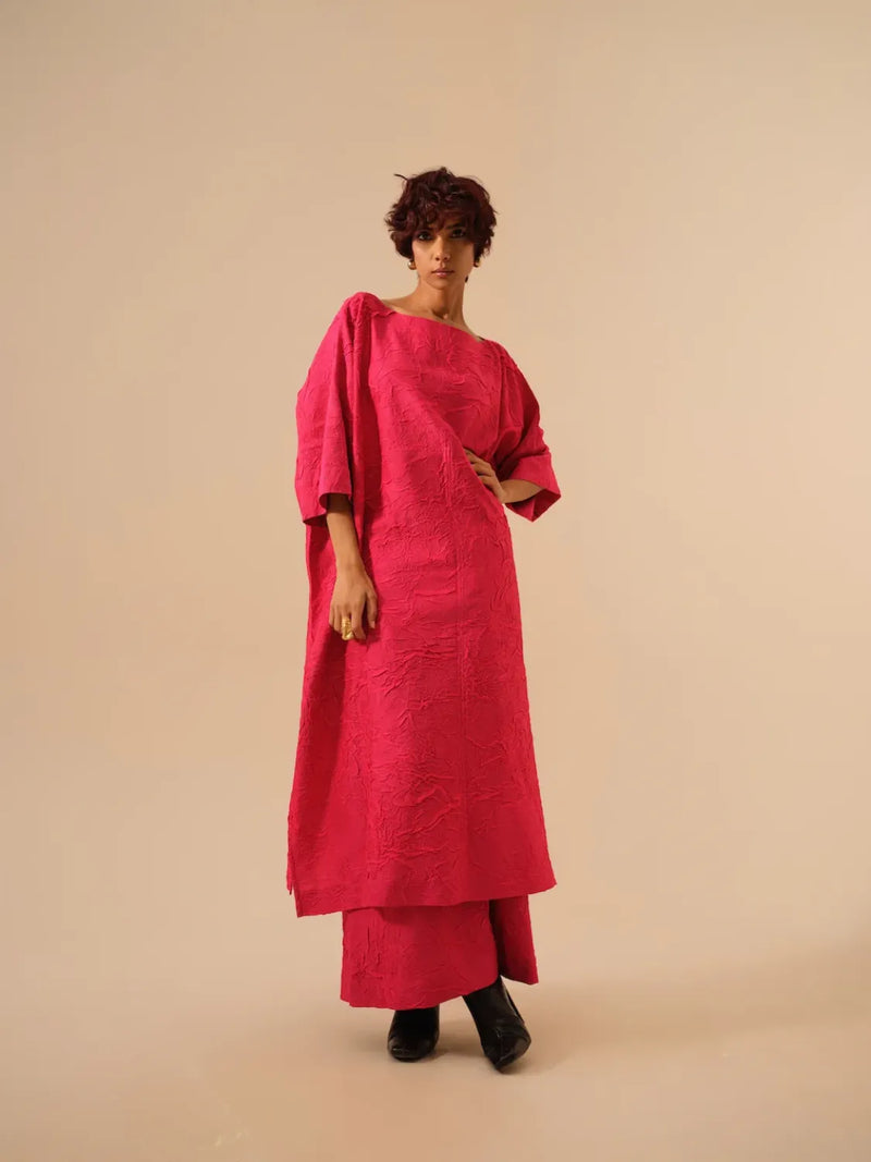 Root Pants-Pink crushed silk pants/trousers by Stoique in pink for women in Singapore