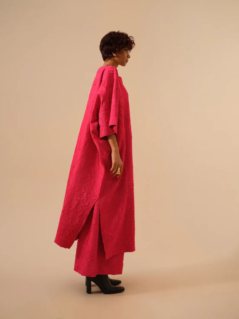 Root Pants-Pink crushed silk pants/trousers by Stoique in pink for women in Singapore