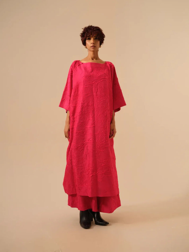 Root Pants-Pink crushed silk pants/trousers by Stoique in pink for women in Singapore