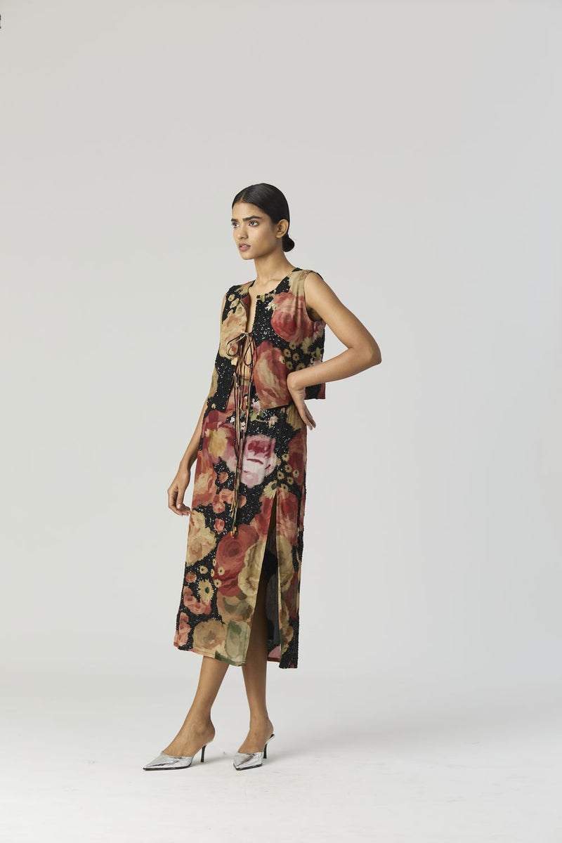 ROSALIA EMBROIDERED TOP & SKIRT by Yam in black color for women in Singapore