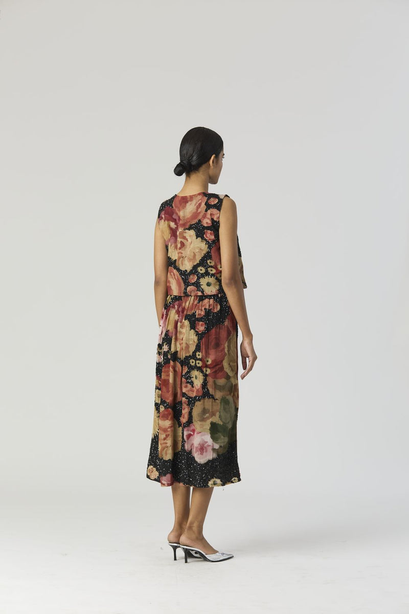 ROSALIA EMBROIDERED TOP & SKIRT by Yam in black color for women in Singapore