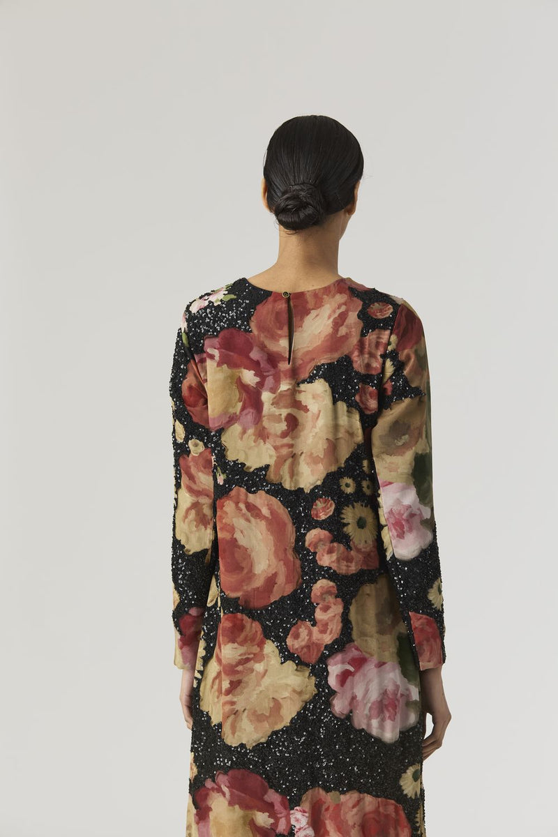 ROSALIA EMBROIDERED DRESS by Yam in black color for women in Singapore