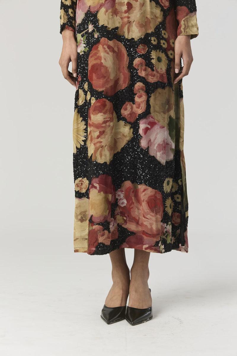 ROSALIA EMBROIDERED DRESS by Yam in black color for women in Singapore