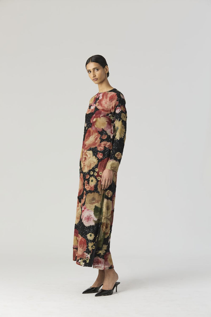 ROSALIA EMBROIDERED DRESS by Yam in black color for women in Singapore