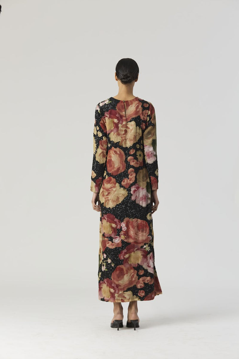 ROSALIA EMBROIDERED DRESS by Yam in black color for women in Singapore