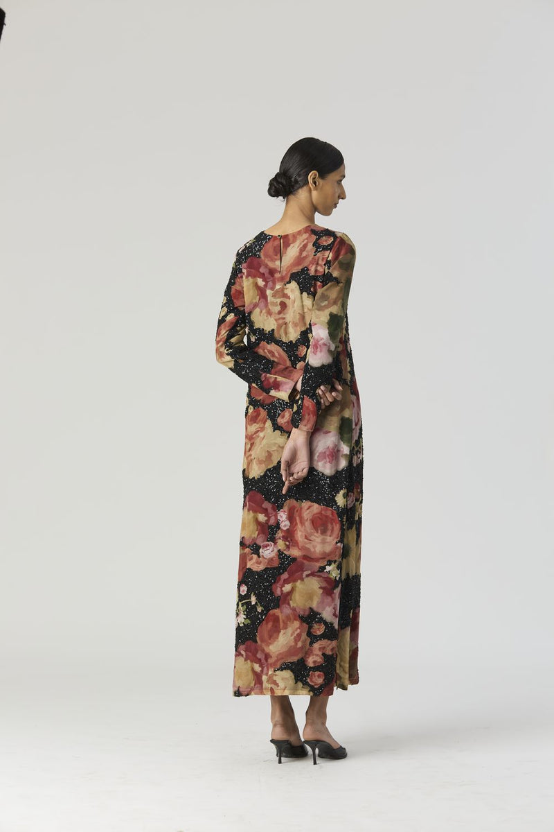 ROSALIA EMBROIDERED DRESS by Yam in black color for women in Singapore